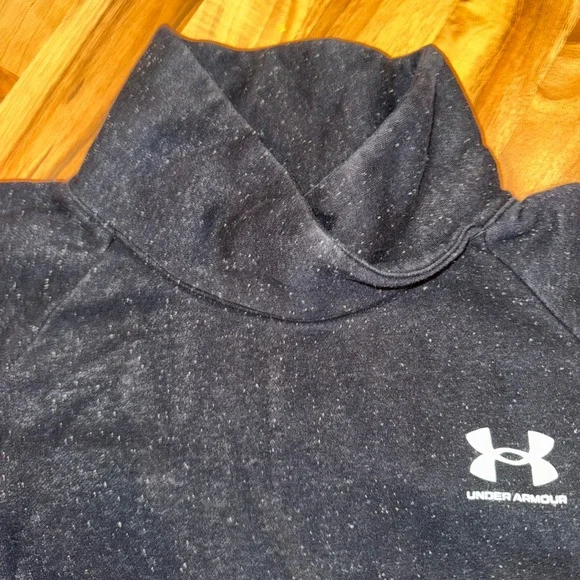 Under Armour Women's Pullover Mock Neck Sweatshirt crop Long Sleeve Top Black - Picture 4 of 5